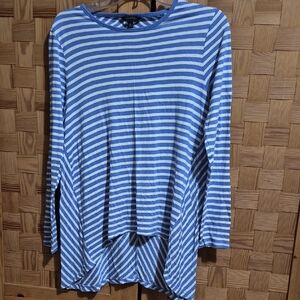 Banana Republic Blue and White Striped Long Sleeve Top